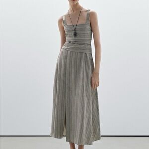 Massimo Dutti Striped Flounce Midi Dress